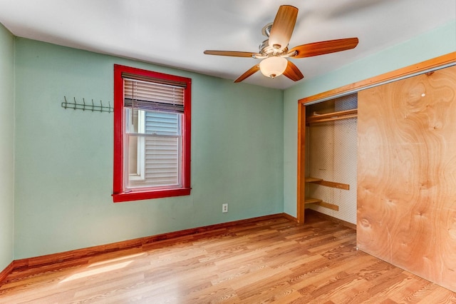 3134 W 39th Pl, Chicago, IL 60632 - unfurnished bedroom featuring light wood-style flooring, a closet, and ceiling fan