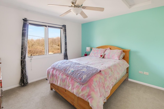 11042 Quail Dr, Mokena, IL 60448 - bedroom with attic access, a ceiling fan, carpet floors, and baseboards