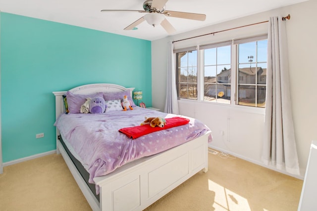 11042 Quail Dr, Mokena, IL 60448 - bedroom with baseboards, ceiling fan, and light carpet