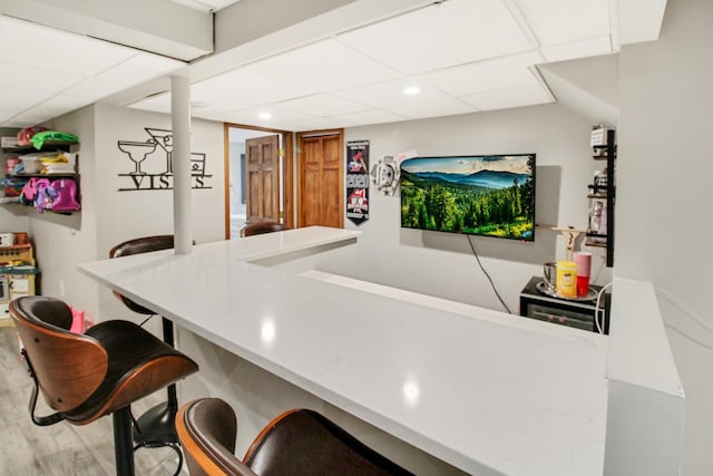 11042 Quail Dr, Mokena, IL 60448 - bar featuring a drop ceiling, recessed lighting, and wood finished floors