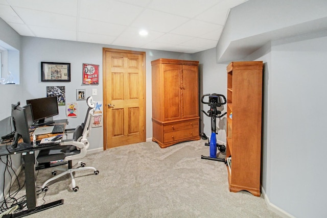 11042 Quail Dr, Mokena, IL 60448 - office featuring light colored carpet, baseboards, and a paneled ceiling