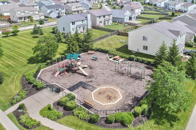 aerial view with a residential view