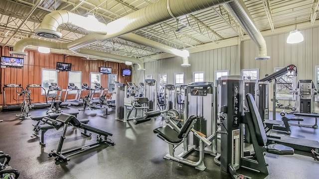 gym featuring metal wall