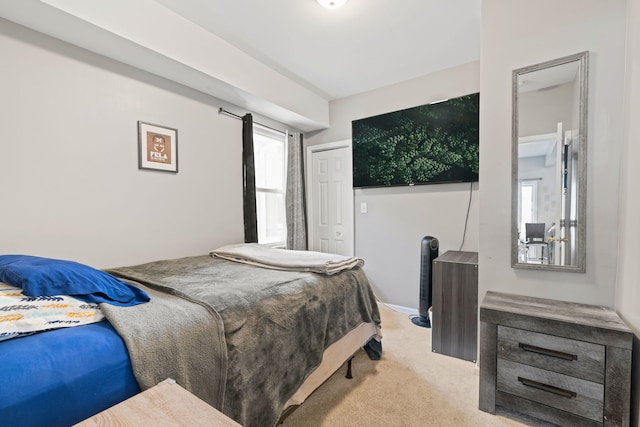 carpeted bedroom featuring a closet