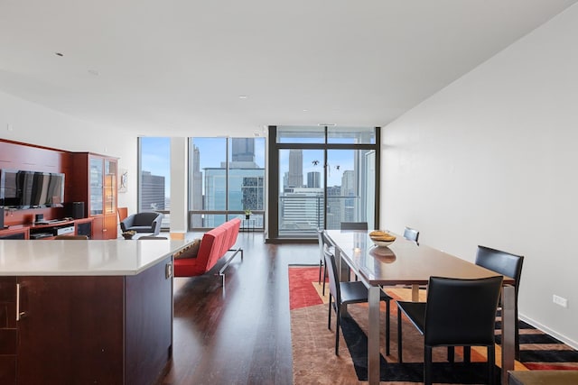65 E Monroe St Unit 4315, Chicago, IL 60603 - dining room with dark wood finished floors, a view of skyline, and an office area