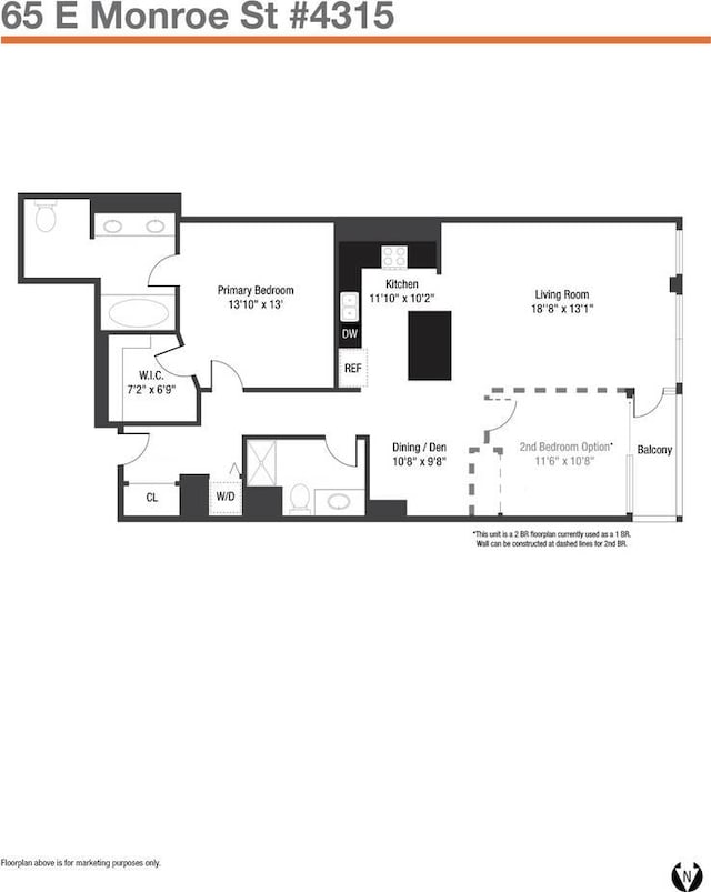 65 E Monroe St Unit 4315, Chicago, IL 60603 - room layout