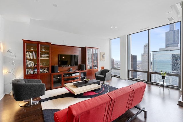 65 E Monroe St Unit 4315, Chicago, IL 60603 - living area with a wall of windows and wood finished floors