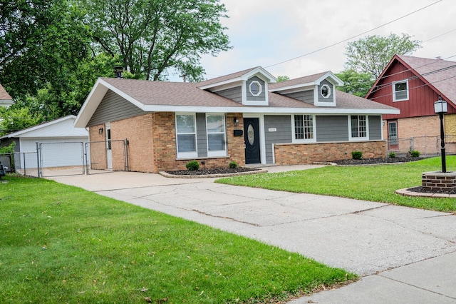 13110 W Playfield Dr, Crestwood, IL 60418 - view of front of house with a gate, brick siding, a garage, and a shingled roof