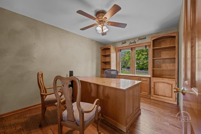 2527 Ryan Ct, Naperville, IL 60564 - office area featuring light wood-style floors and ceiling fan