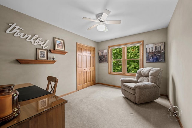 2527 Ryan Ct, Naperville, IL 60564 - home office featuring carpet floors, baseboards, and ceiling fan