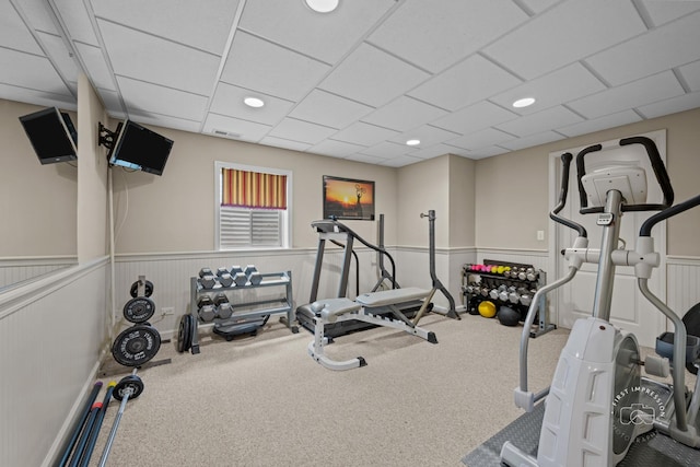 2527 Ryan Ct, Naperville, IL 60564 - workout room featuring wainscoting and carpet flooring