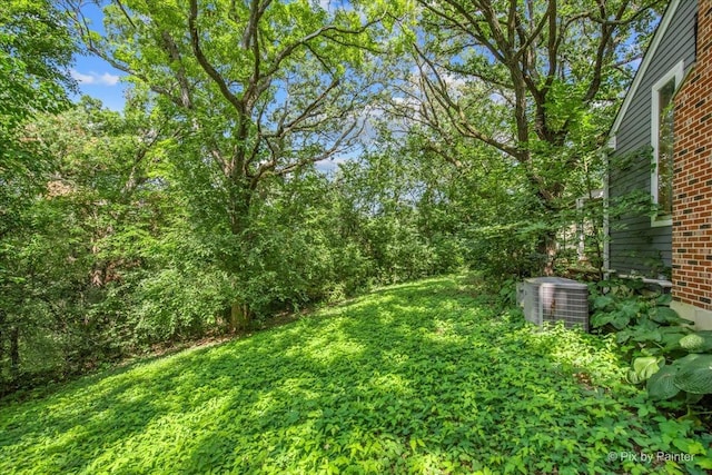 view of yard featuring central AC unit