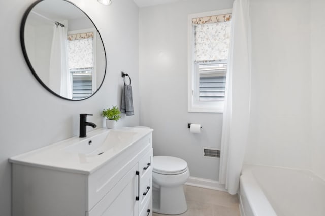 231 W Hickory Rd, Lombard, IL 60148 - bathroom featuring vanity, healthy amount of natural light, tile patterned flooring, and shower / bath combination with curtain