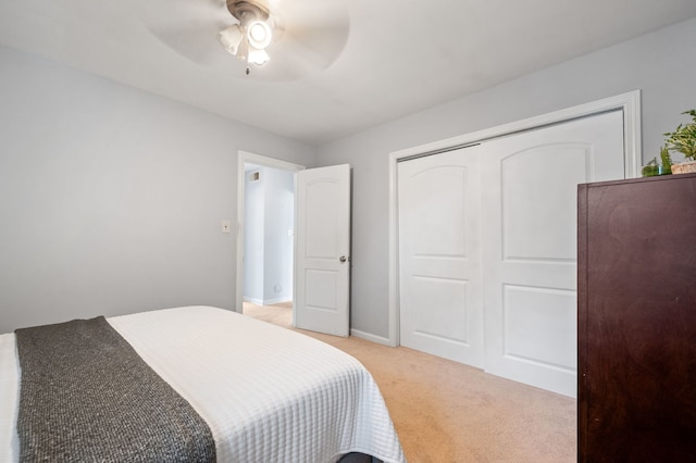 231 W Hickory Rd, Lombard, IL 60148 - bedroom featuring light colored carpet, a closet, and a ceiling fan
