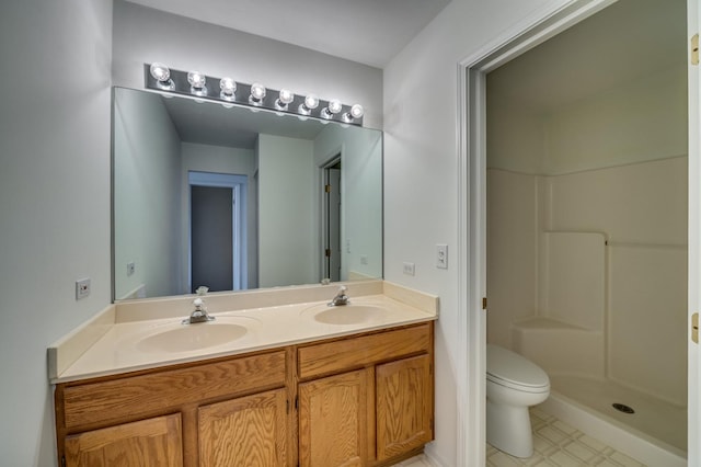 3924 Garnette Ct, Naperville, IL 60564 - full bath with toilet, double vanity, a sink, and a stall shower