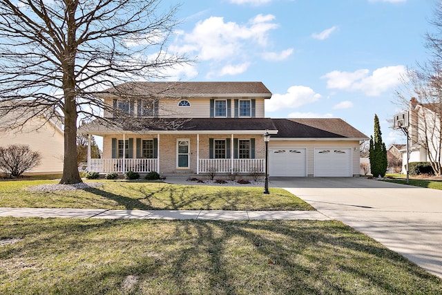 909 Revere St, Bourbonnais, IL 60914 - view of front facade featuring driveway, a garage, a front lawn, a shingled roof, and a porch