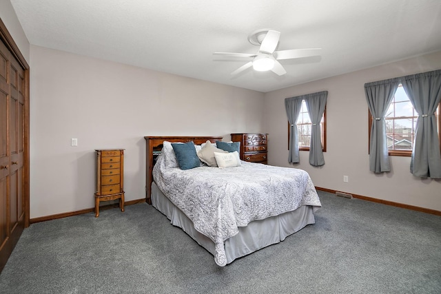 909 Revere St, Bourbonnais, IL 60914 - bedroom with baseboards, a ceiling fan, and carpet