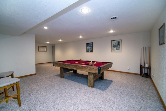 909 Revere St, Bourbonnais, IL 60914 - game room featuring baseboards, pool table, light colored carpet, and visible vents
