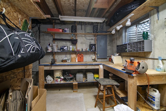 909 Revere St, Bourbonnais, IL 60914 - unfinished basement with a workshop area and electric panel