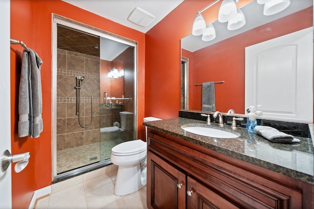 16054 S Alissa Ct, Homer Glen, IL 60491 - bathroom featuring toilet, a stall shower, vanity, and tile patterned flooring