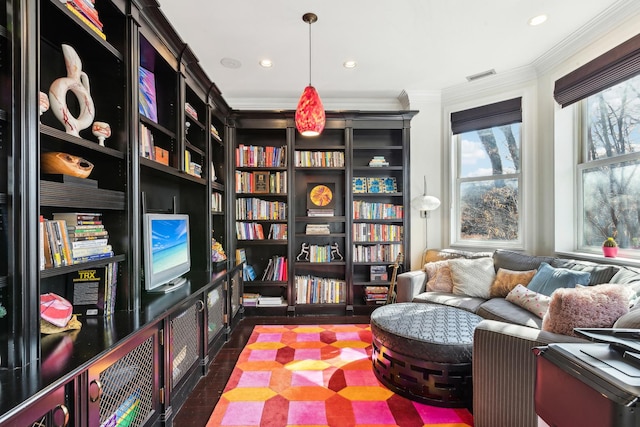 844 W Webster Ave, Chicago, IL 60614 - living area with visible vents, recessed lighting, and crown molding