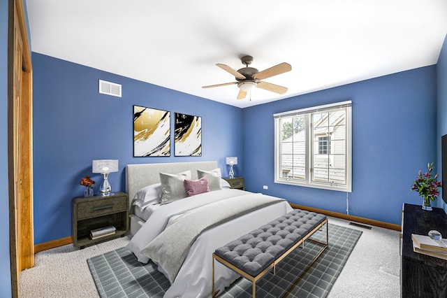 4517 S Seminole Dr, Glenview, IL 60026 - carpeted bedroom with baseboards, ceiling fan, and visible vents