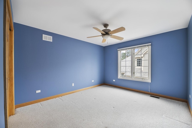 4517 S Seminole Dr, Glenview, IL 60026 - carpeted spare room with visible vents, baseboards, and ceiling fan