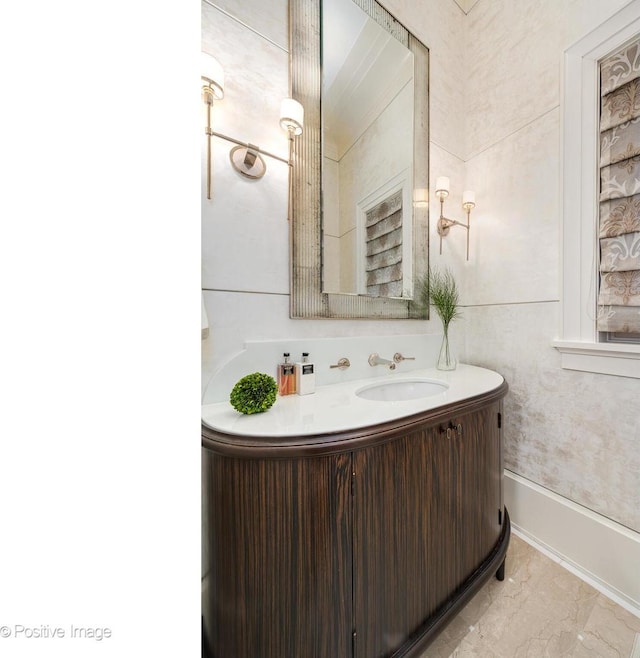 1853 N Burling St, Chicago, IL 60614 - bathroom featuring vanity and marble finish floors