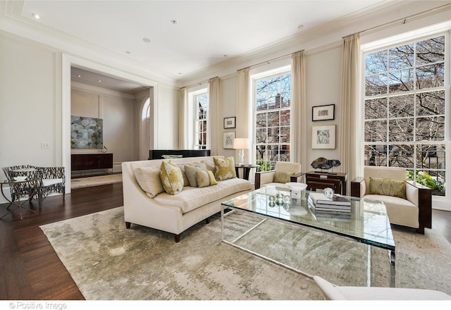 1853 N Burling St, Chicago, IL 60614 - living room with ornamental molding and wood finished floors