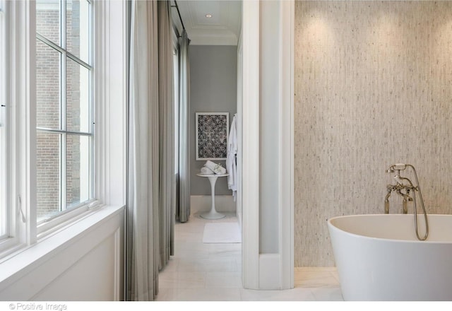 1853 N Burling St, Chicago, IL 60614 - full bathroom featuring a freestanding bath, tile patterned flooring, and baseboards