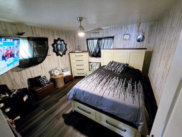 15516 Dorchester Ave, Dolton, IL 60419 - bedroom featuring dark wood-style flooring and wood walls