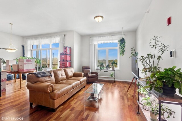 500 E St Charles Rd Unit 510, Lombard, IL 60148 - living area featuring baseboards and wood finished floors