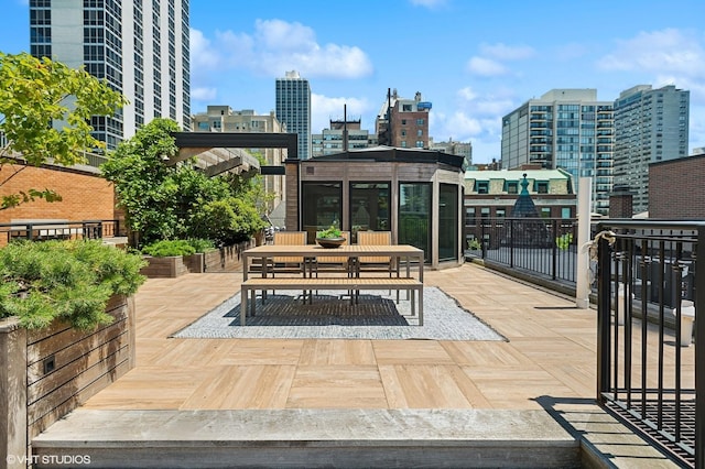 view of patio featuring a city view