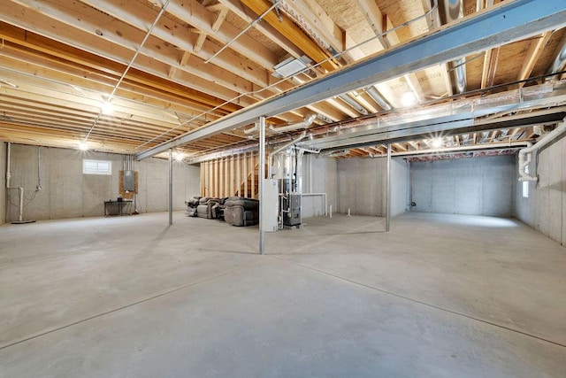 unfinished below grade area with electric panel