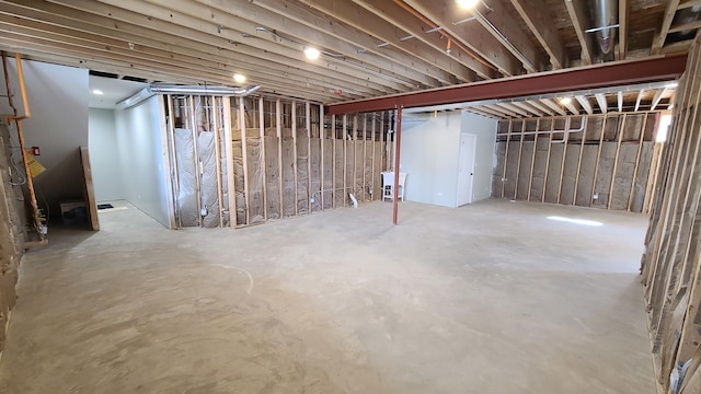 view of unfinished basement