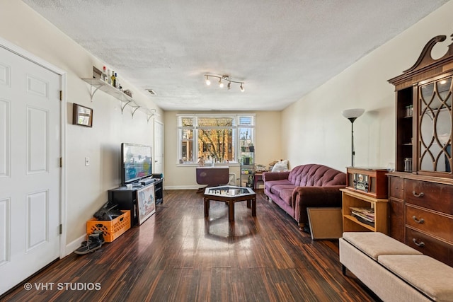 1943 N Whipple St, Chicago, IL 60647 - living area with dark wood-style floors and a textured ceiling