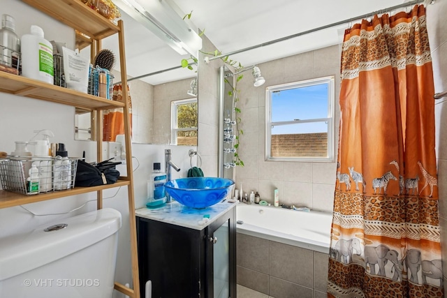 1943 N Whipple St, Chicago, IL 60647 - bathroom with plenty of natural light, vanity, and tiled shower / bath