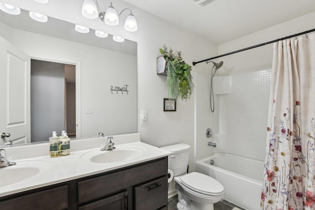 2528 Anna Maria Ln, Yorkville, IL 60560 - bathroom featuring double vanity, toilet, a sink, and shower / tub combo
