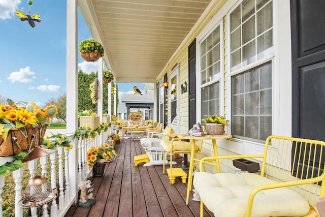deck featuring a porch