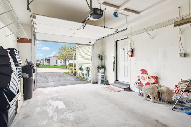 garage with a garage door opener