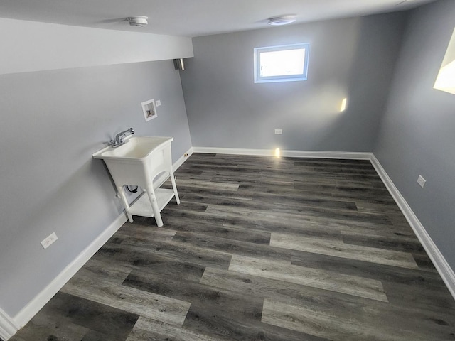 4147 Prairie St, Schiller Park, IL 60176 - laundry area featuring baseboards, laundry area, washer hookup, and dark wood-type flooring