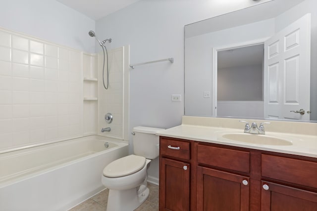 3576 Gabrielle Ln, Aurora, IL 60504 - bathroom with toilet, vanity, tile patterned floors, and shower / washtub combination