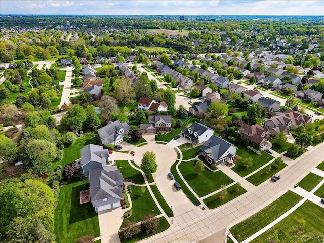 birds eye view of property with a residential view