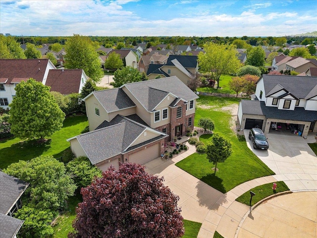 aerial view with a residential view