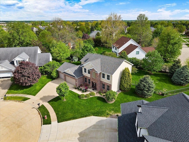 aerial view featuring a residential view