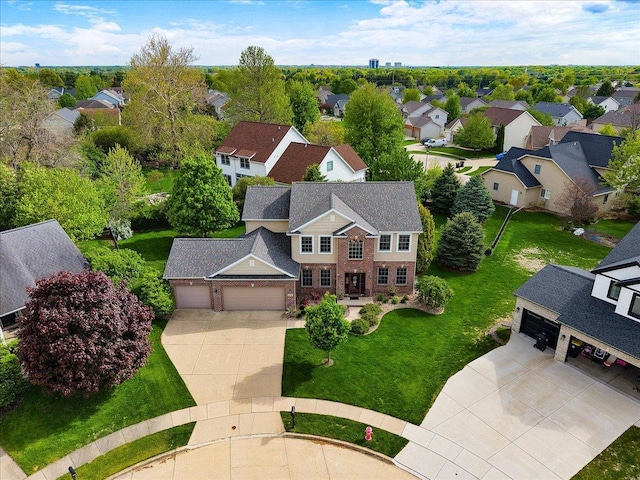 aerial view with a residential view