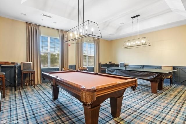 3607 Greystone Ave, Naperville, IL 60564 - rec room featuring a chandelier, carpet flooring, visible vents, and billiards