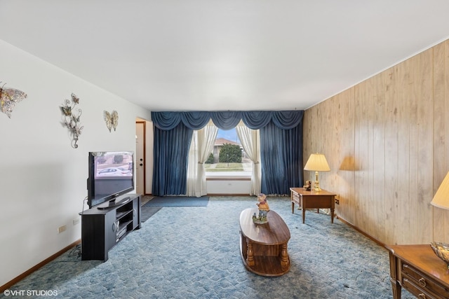 605 Saginaw Ave, Calumet City, IL 60409 - sitting room with carpet flooring, wood walls, and baseboards