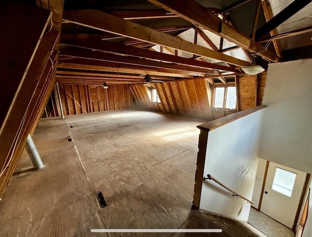 attic with an upstairs landing