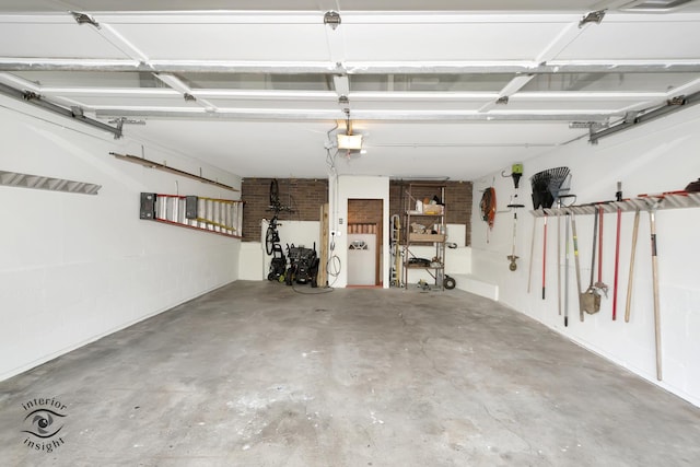 garage with a garage door opener